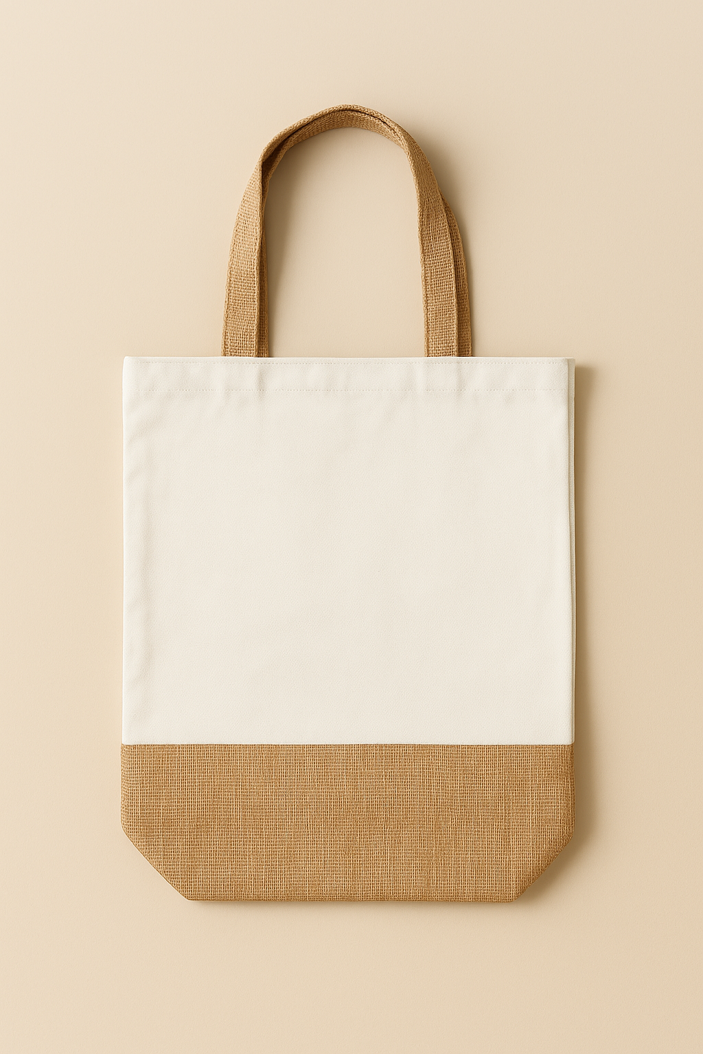 Canvas & Jute Patchwork Tote Bag | Zipper & Non-Zipper Options | Blank Eco-Friendly Bag
