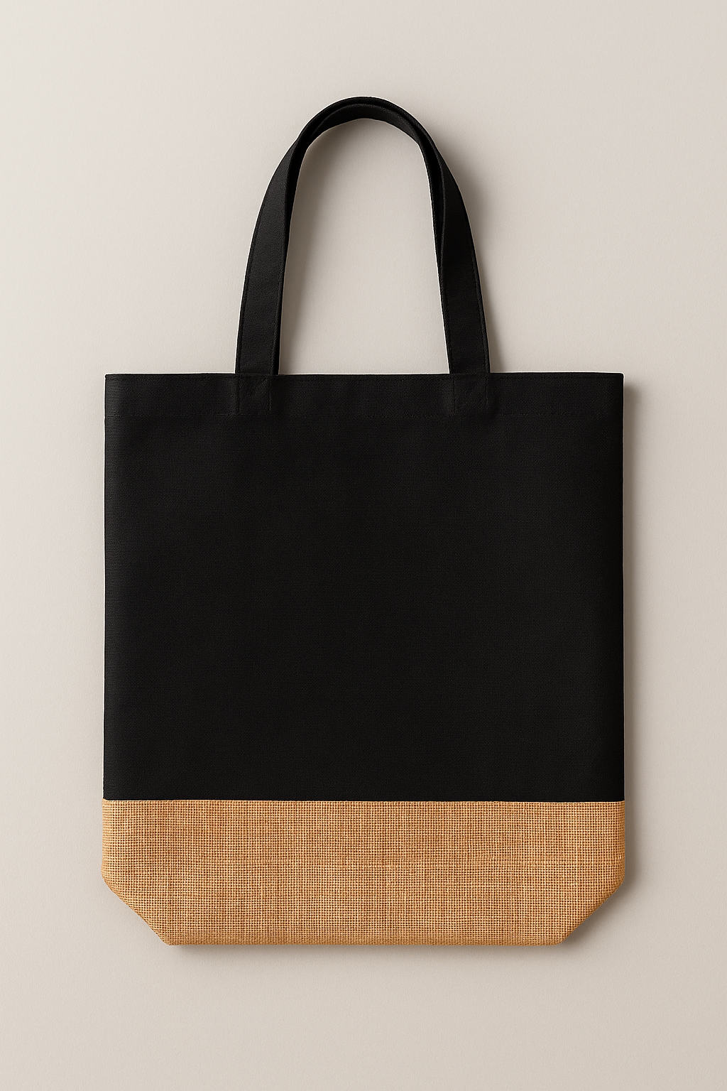 Canvas & Jute Patchwork Tote Bag | Zipper & Non-Zipper Options | Blank Eco-Friendly Bag