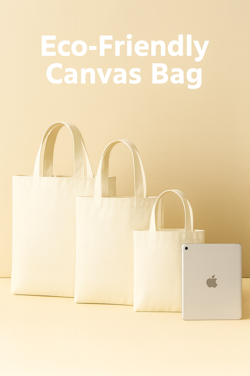 Canvas Tote Bag with Bottom & Side Gusset – Blank, Durable, Eco-Friendly, 3 Sizes