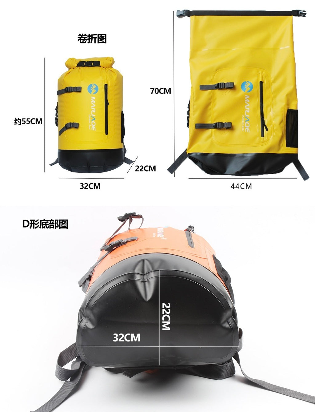 1501 Waterproof Backpack Dry Bag – 30LHeavy-Duty Floating Dry Sack with Shoulder Straps for Hiking, Camping & Kayaking