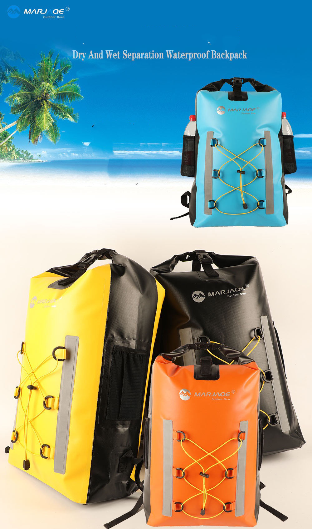 1903 Waterproof Backpack Dry Bag – 30LRoll-Top with Wet & Dry Separation, Reflective Strips for Camping, Kayaking & Outdoor Sports
