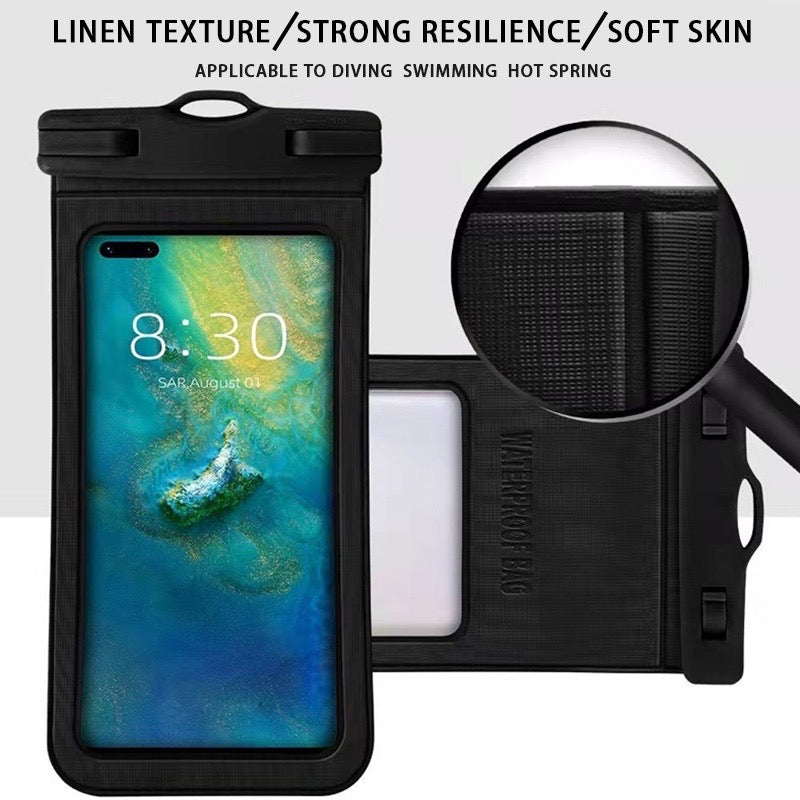 Floating Waterproof Phone Case – Dual Airbag TPU Pouch with Touchscreen Access for Swimming, Snorkeling & Hot Springs (IPX8 Certified)