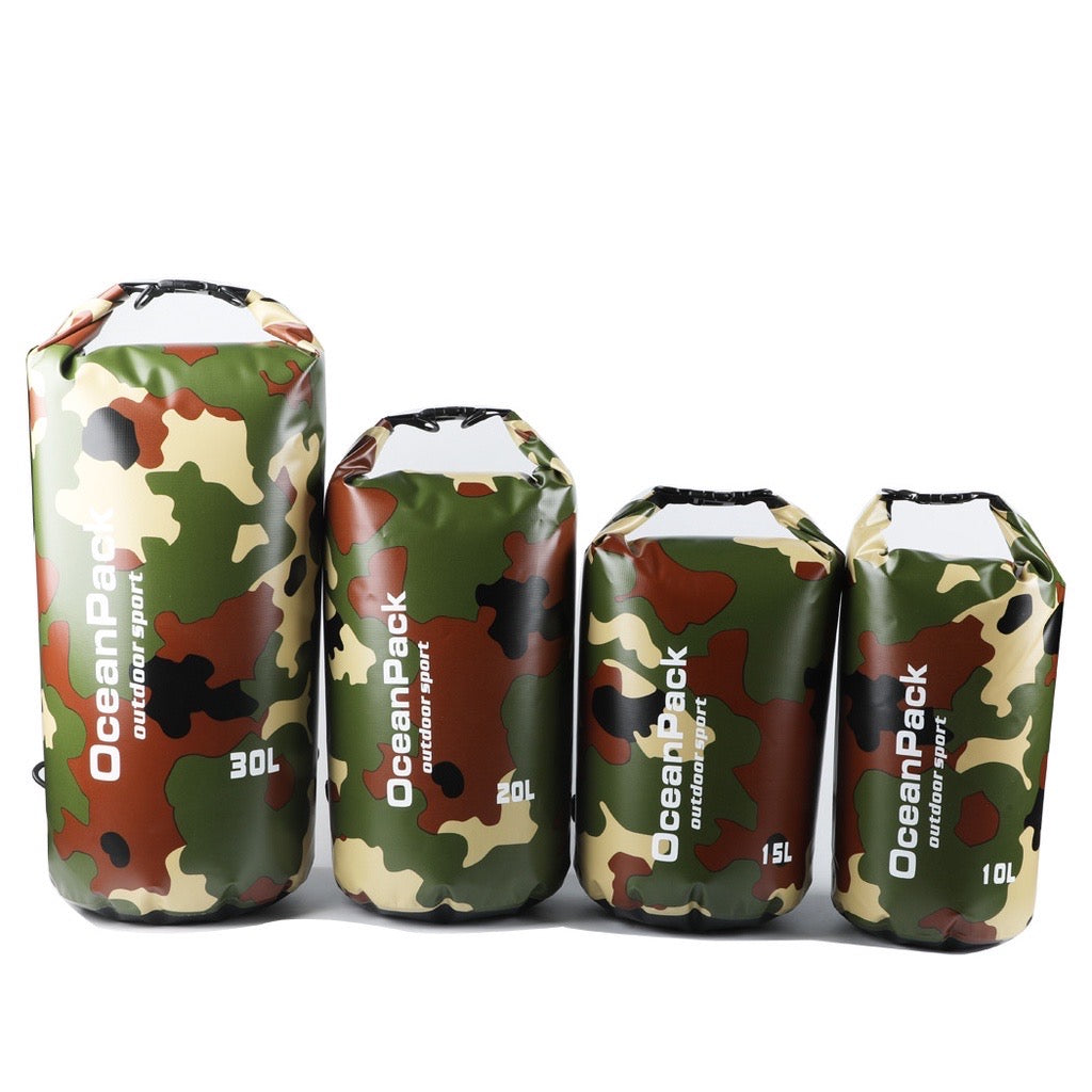 607 Camouflage Waterproof Dry Bag – 2L/5L/10L/15L/20L/30L Floating Dry Sack for Camping, Fishing, Kayaking & Outdoor Adventure