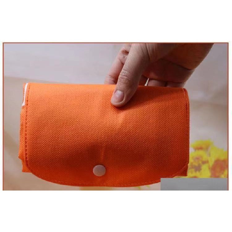EB#2/ 10pcs Pack Foldable Non-Woven Shopping Tote Bag | Reusable Eco-Friendly Grocery Bag with Snap Closure