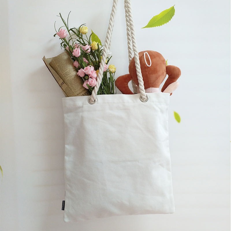 Canvas Tote Bag with Rope Handles | Zipper & Non-Zipper Options | Student, Lunch & Shopping Bag