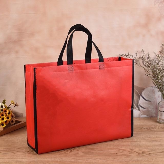 HE#2 | 10pcs PackExtra Large Non-Woven Shopping Tote Bag | Multi-Color Edge Design