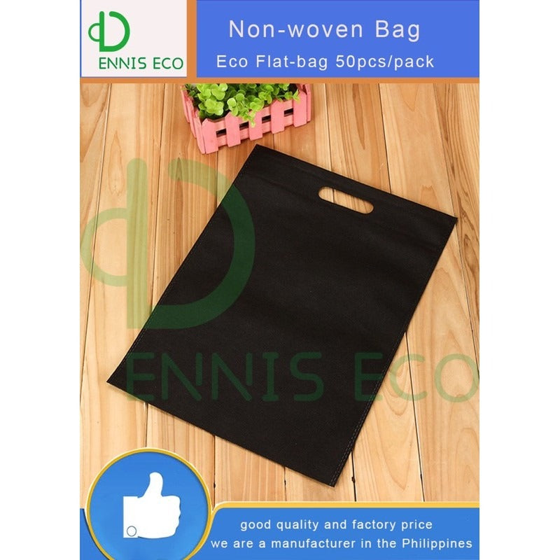 50pcs Pack Non-Woven Flat Bag with Die-Cut Handle | Eco-Friendly Tote for Events & Packaging | 4 Sizes