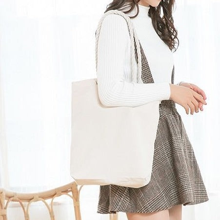 Canvas Tote Bag with Rope Handles | Zipper & Non-Zipper Options | Student, Lunch & Shopping Bag