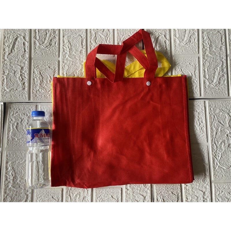 HE#4 | 10pcs Pack Non-Woven Lunch Bag for Students | Reusable Eco-Friendly Tote with Snap Closure