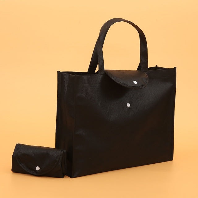 EB#2/ 10pcs Pack Foldable Non-Woven Shopping Tote Bag | Reusable Eco-Friendly Grocery Bag with Snap Closure
