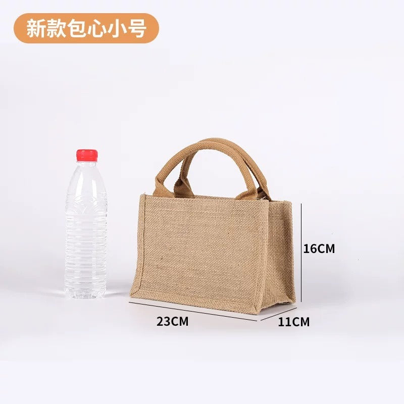 Eco-Friendly Jute Tote Bag with Rope Handles – 4 Sizes, 2 Handle Colors (White & Brown)