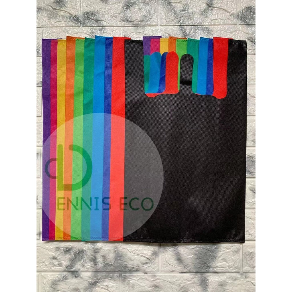 50pcs Pack Non-Woven T-Shirt Bag | Reusable Eco-Friendly Shopping Bags | 5 Size