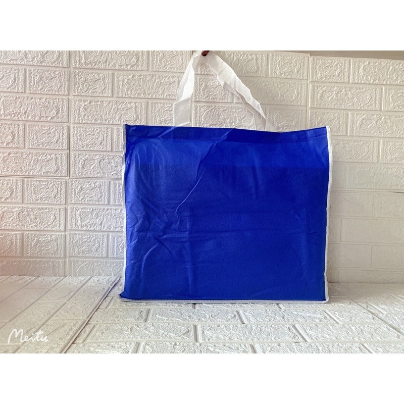 HE#3  | 10pcs Pack Extra Large Non-Woven Shopping Tote Bag with Reinforced Sponge Bottom | Multi-Color Edge & Handles