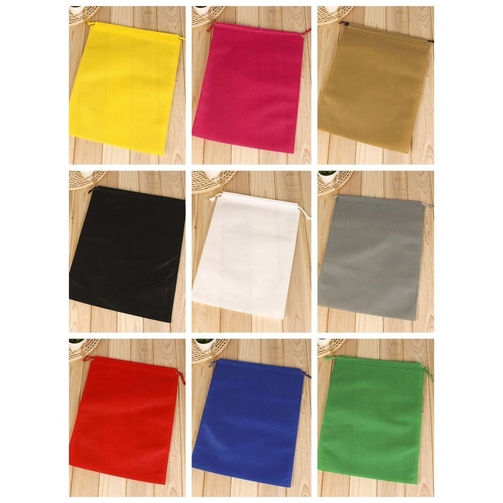 50pcs Pack Non-Woven Drawstring Pouch with Double Strings | Reusable Gift & Storage Bags | 4 Sizes