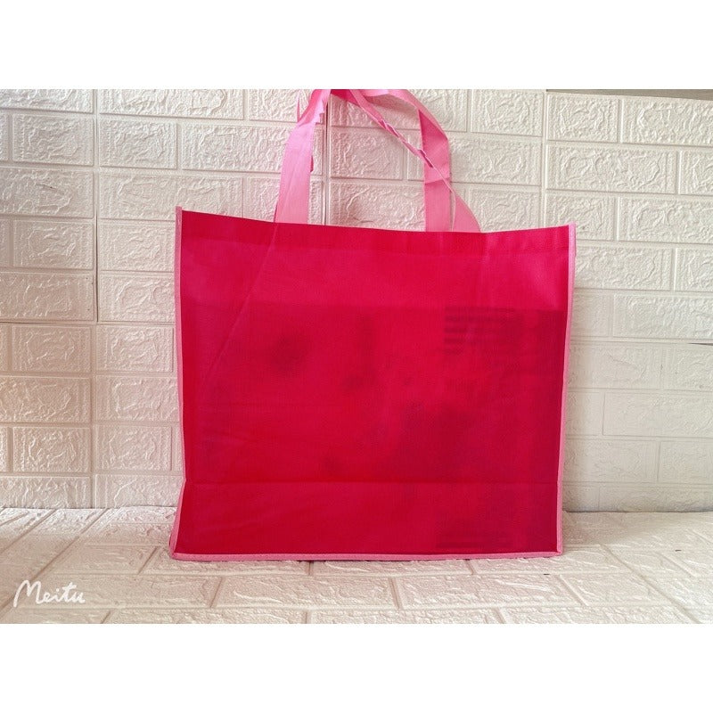 HE#3  | 10pcs Pack Extra Large Non-Woven Shopping Tote Bag with Reinforced Sponge Bottom | Multi-Color Edge & Handles