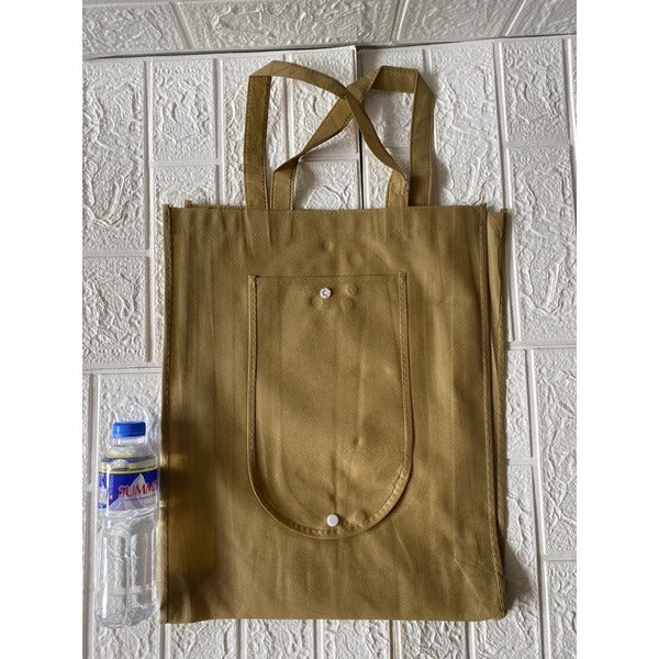 10pcs Pack EB#1 Foldable Non-Woven Shopping Tote Bag | Reusable Eco-Friendly Grocery Bag with Snap Closure