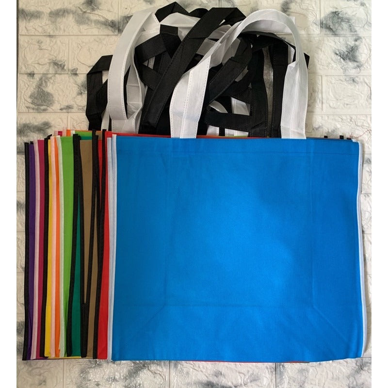 HE#2 | 10pcs PackExtra Large Non-Woven Shopping Tote Bag | Multi-Color Edge Design