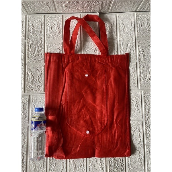 10pcs Pack EB#1 Foldable Non-Woven Shopping Tote Bag | Reusable Eco-Friendly Grocery Bag with Snap Closure