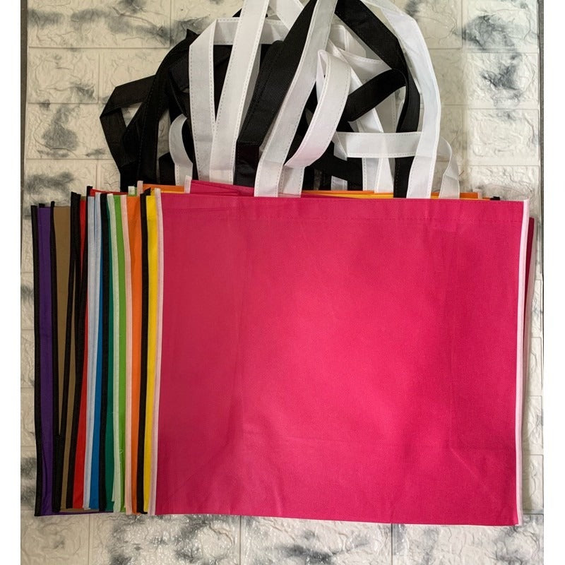 HE#2 | 10pcs PackExtra Large Non-Woven Shopping Tote Bag | Multi-Color Edge Design