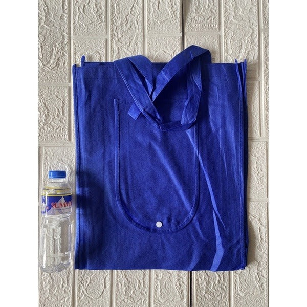 10pcs Pack EB#1 Foldable Non-Woven Shopping Tote Bag | Reusable Eco-Friendly Grocery Bag with Snap Closure