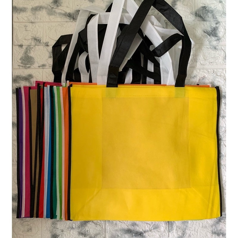 HE#2 | 10pcs PackExtra Large Non-Woven Shopping Tote Bag | Multi-Color Edge Design