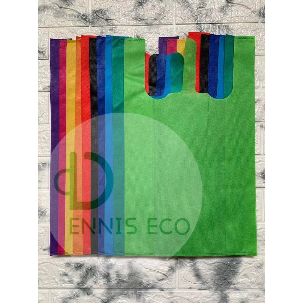 50pcs Pack Non-Woven T-Shirt Bag | Reusable Eco-Friendly Shopping Bags | 5 Size