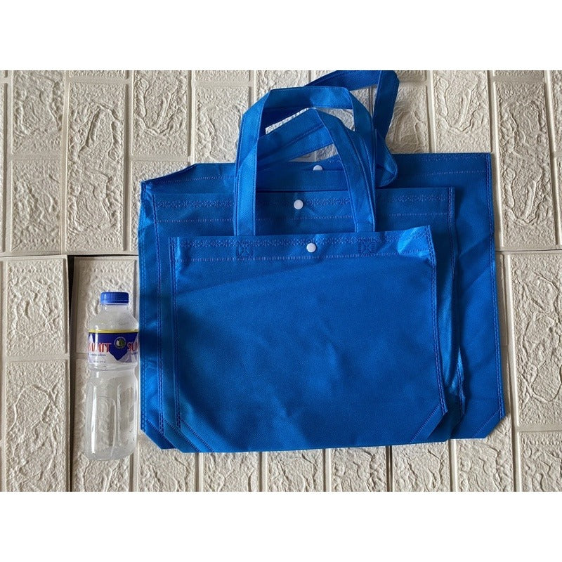 10pcs Pack Non-Woven Lunch Tote Bag with Button Closure | Reusable Shopping Bag | 3 Sizes