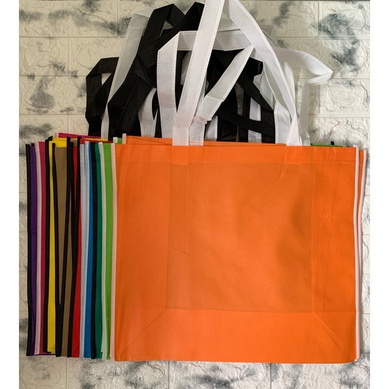 HE#2 | 10pcs PackExtra Large Non-Woven Shopping Tote Bag | Multi-Color Edge Design