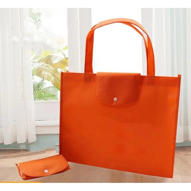 EB#2/ 10pcs Pack Foldable Non-Woven Shopping Tote Bag | Reusable Eco-Friendly Grocery Bag with Snap Closure