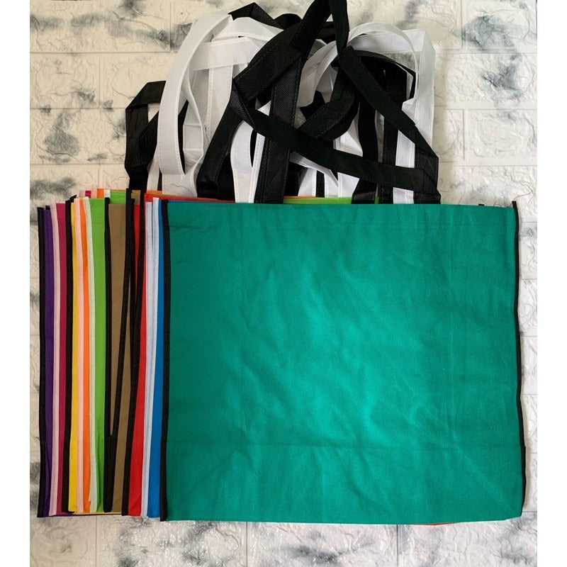 HE#2 | 10pcs PackExtra Large Non-Woven Shopping Tote Bag | Multi-Color Edge Design