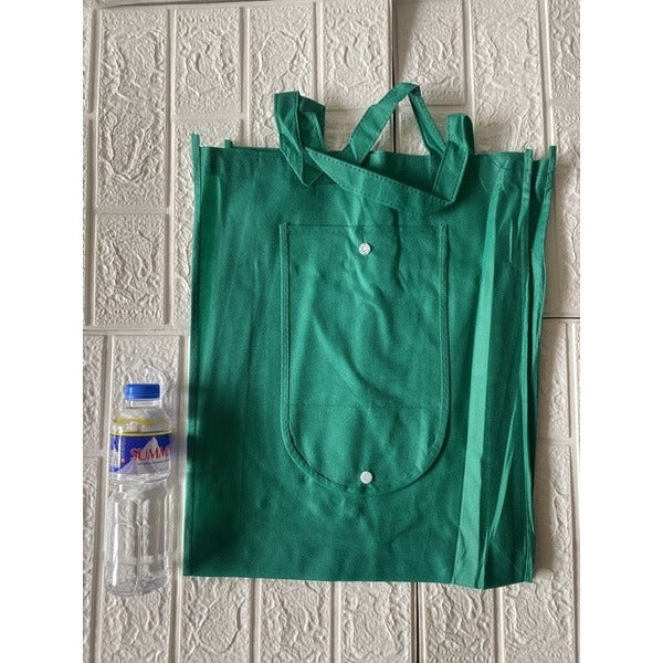 10pcs Pack EB#1 Foldable Non-Woven Shopping Tote Bag | Reusable Eco-Friendly Grocery Bag with Snap Closure