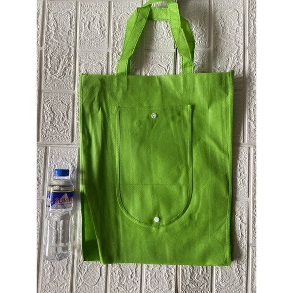 10pcs Pack EB#1 Foldable Non-Woven Shopping Tote Bag | Reusable Eco-Friendly Grocery Bag with Snap Closure