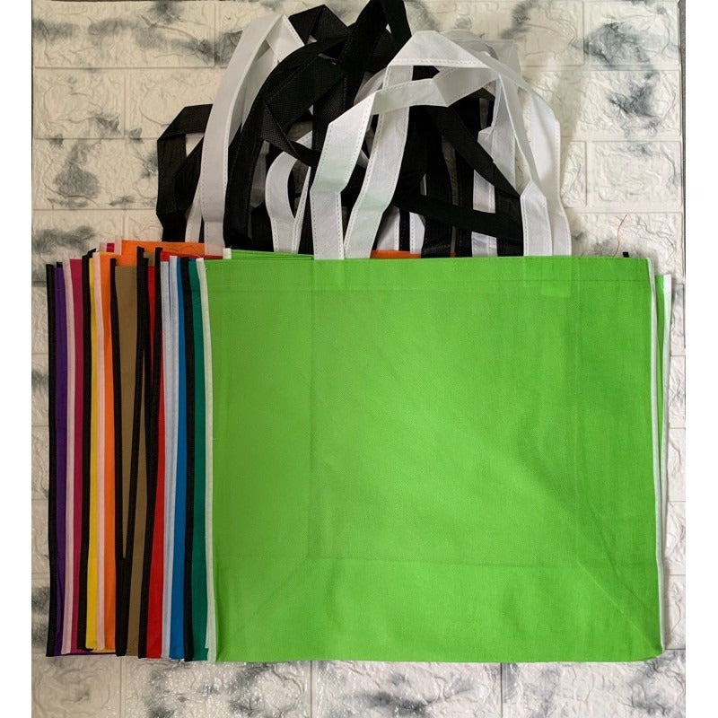 HE#2 | 10pcs PackExtra Large Non-Woven Shopping Tote Bag | Multi-Color Edge Design