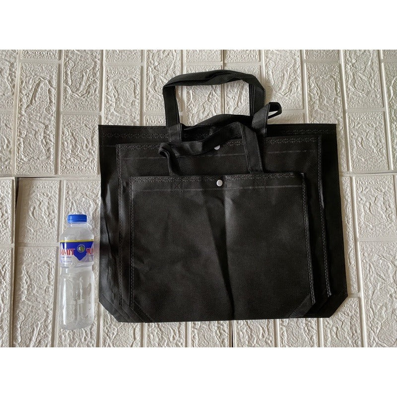 10pcs Pack Non-Woven Lunch Tote Bag with Button Closure | Reusable Shopping Bag | 3 Sizes