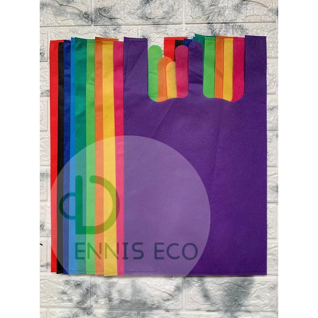 50pcs Pack Non-Woven T-Shirt Bag | Reusable Eco-Friendly Shopping Bags | 5 Size