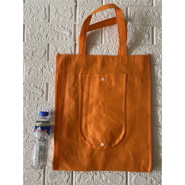 10pcs Pack EB#1 Foldable Non-Woven Shopping Tote Bag | Reusable Eco-Friendly Grocery Bag with Snap Closure