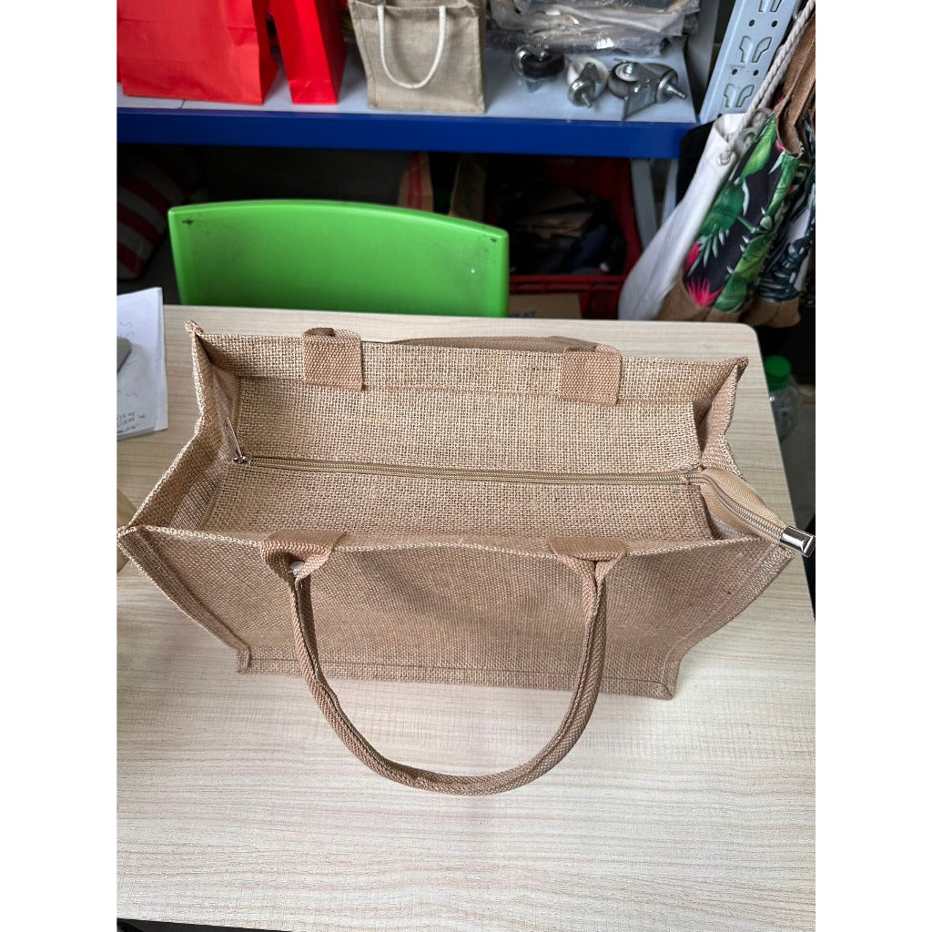 Eco-Friendly Jute Tote Bag with Rope Handles – 4 Sizes, 2 Handle Colors (White & Brown)