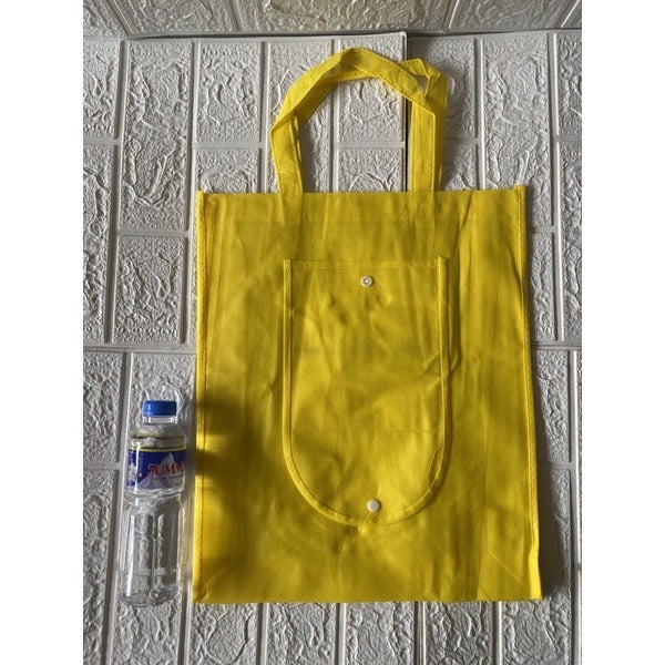 10pcs Pack EB#1 Foldable Non-Woven Shopping Tote Bag | Reusable Eco-Friendly Grocery Bag with Snap Closure