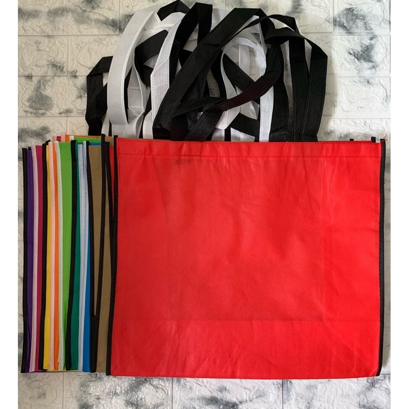 HE#2 | 10pcs PackExtra Large Non-Woven Shopping Tote Bag | Multi-Color Edge Design