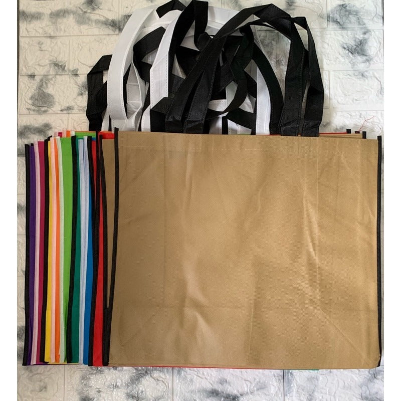 HE#2 | 10pcs PackExtra Large Non-Woven Shopping Tote Bag | Multi-Color Edge Design