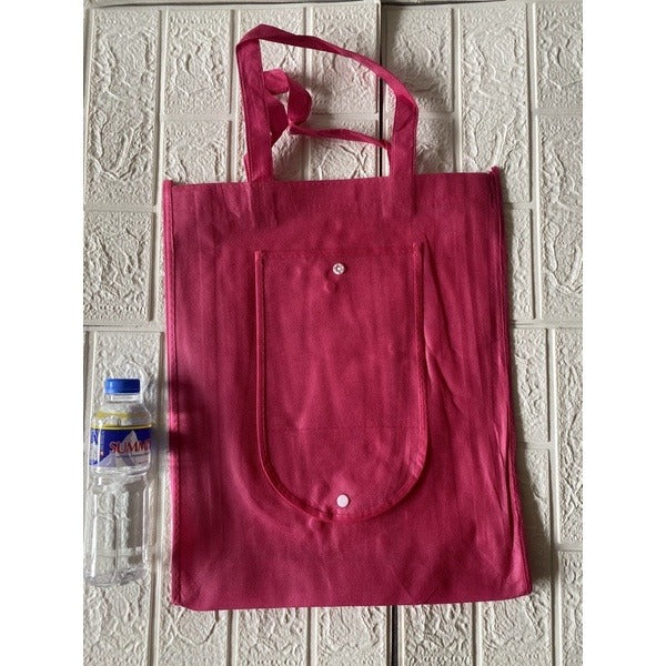 10pcs Pack EB#1 Foldable Non-Woven Shopping Tote Bag | Reusable Eco-Friendly Grocery Bag with Snap Closure