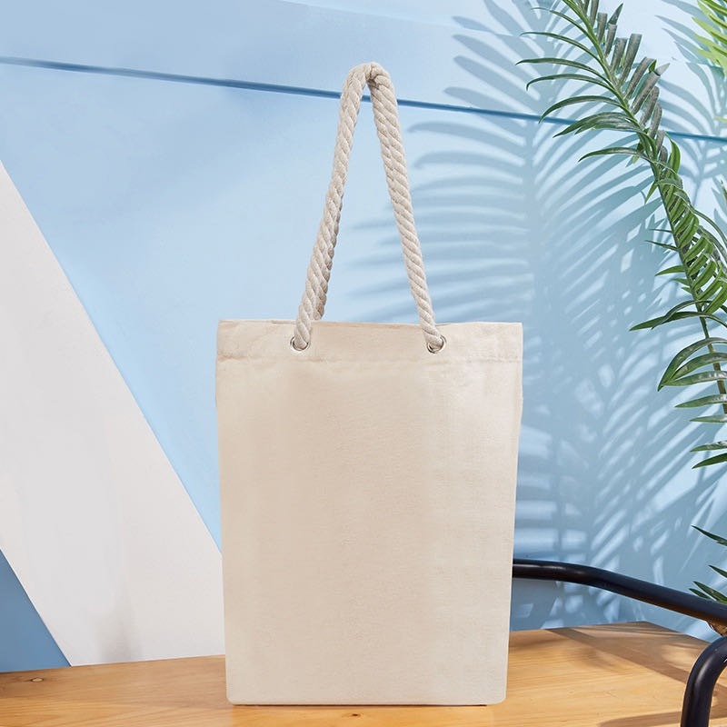 Canvas Tote Bag with Rope Handles | Zipper & Non-Zipper Options | Student, Lunch & Shopping Bag