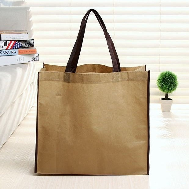HE#2 | 10pcs PackExtra Large Non-Woven Shopping Tote Bag | Multi-Color Edge Design