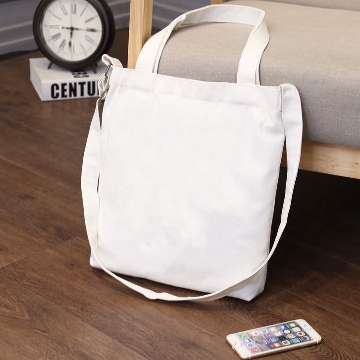 Canvas Tote Bag with Zipper | Dual-Use Shoulder & Hand-Carry or Single Handle Options | Blank Eco-Friendly Bag