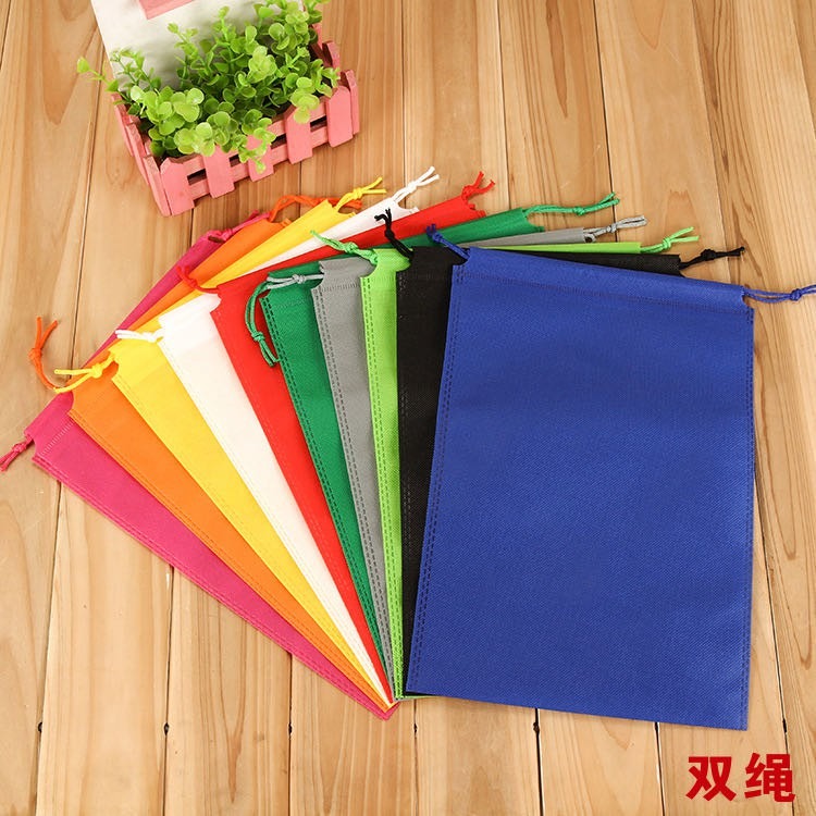50pcs Pack Non-Woven Drawstring Pouch with Double Strings | Reusable Gift & Storage Bags | 4 Sizes