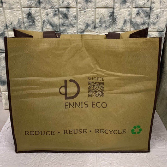 HE#3  | 10pcs Pack Extra Large Non-Woven Shopping Tote Bag with Reinforced Sponge Bottom | Multi-Color Edge & Handles