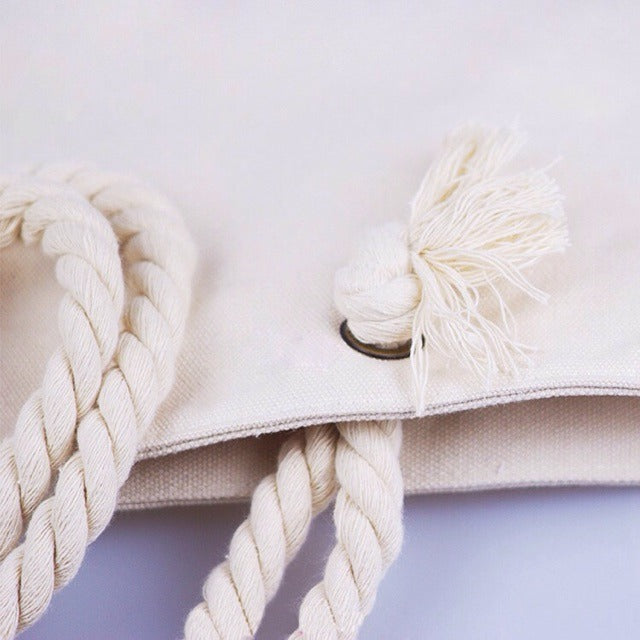 Canvas Tote Bag with Rope Handles | Zipper & Non-Zipper Options | Student, Lunch & Shopping Bag