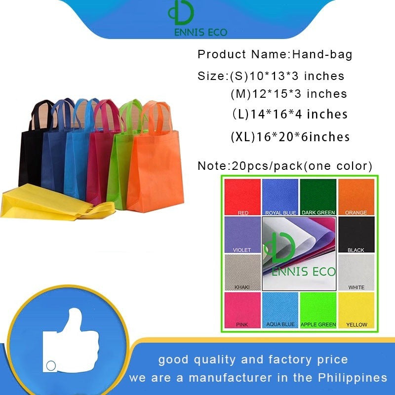 10pcs Pack Non-Woven Hand Tote Bag | Regular Style Eco-Friendly Shopping Bag | 4 Sizes