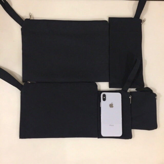 Canvas Zipper Pouch – Blank, 5 Sizes, 2 Colors (Black / White) – Coin Purse, Pencil Case, Document Organizer