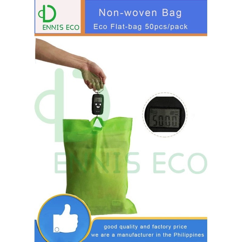50pcs Pack Non-Woven Flat Bag with Die-Cut Handle | Eco-Friendly Tote for Events & Packaging | 4 Sizes